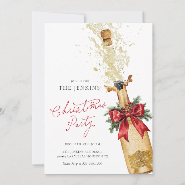 Convite de festas de Cocktail de Natal Vermelho (Frente)