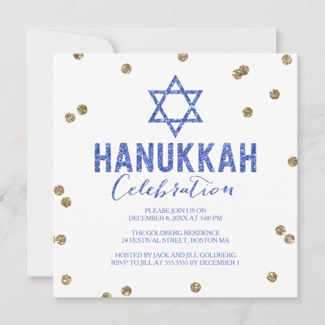Convite de festas de Confetti Hanukkah (Frente)