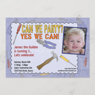 Convite de festas de Construção com Foto