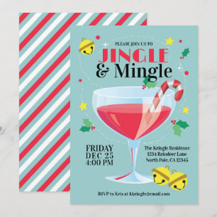 Convite de festas de coquetel de férias Jingle e M