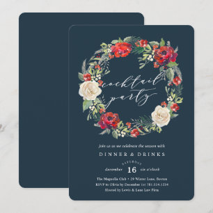 Convite de festas de coquetel de Wreath Holiday Ga