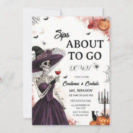 Convite de festas de coquetel Lady Halloween