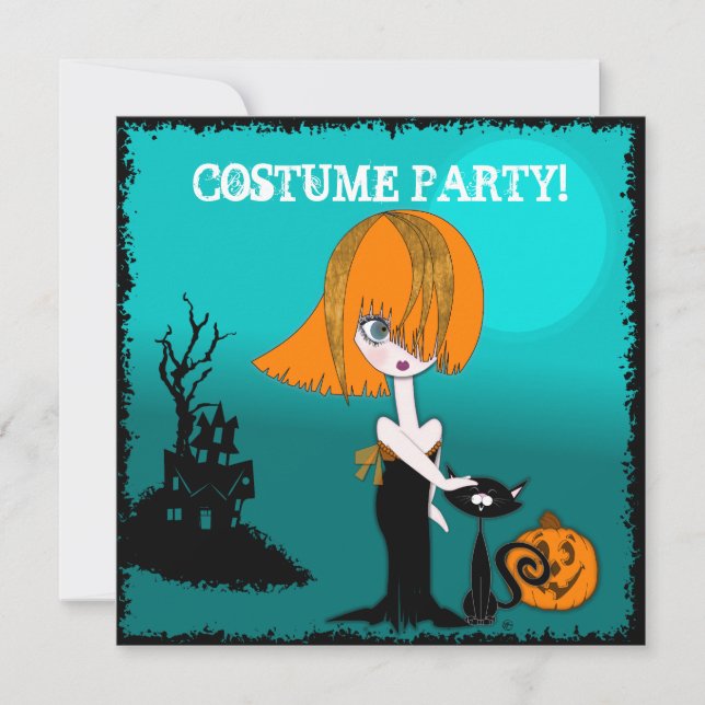 Convite de festas de Costume de Corrina Halloween (Frente)
