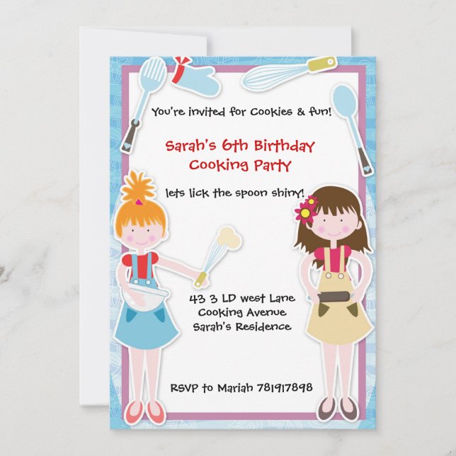 Convite de festas de cozinhar de diversão (Frente)