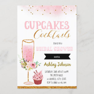 convite de festas de Cupcakes e cocktails