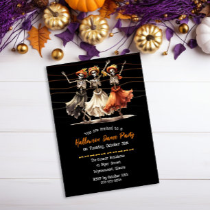 Convite de festas de dança de Halloween do Skeleto