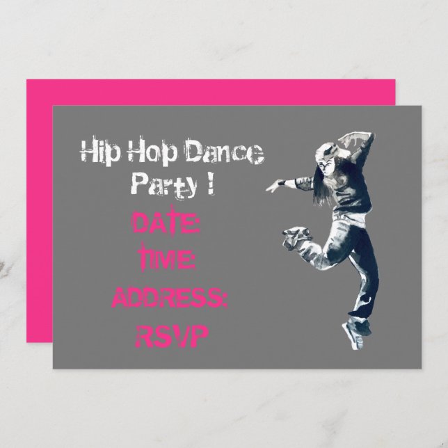 Convite de festas de dança Hip Hop (Frente/Verso)