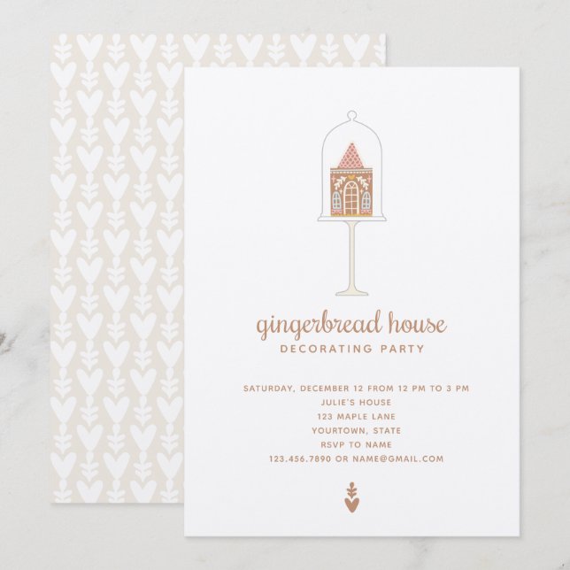 Convite de festas de decoração da casa de gengibre (Frente/Verso)