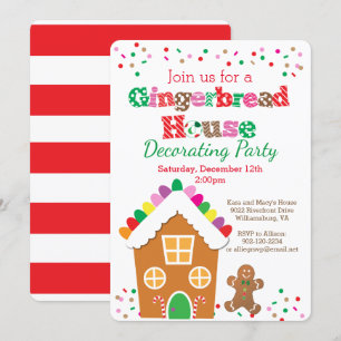 Convite de festas de decoração da casa de gengibre