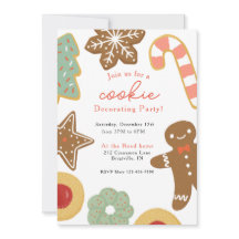 Convite de festas de decoração de cookies