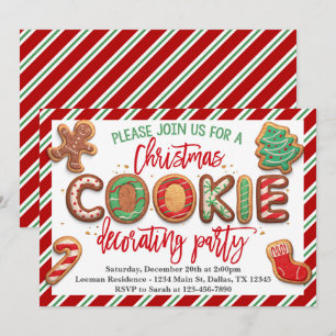 Convite de festas de decoração de cookies de Natal