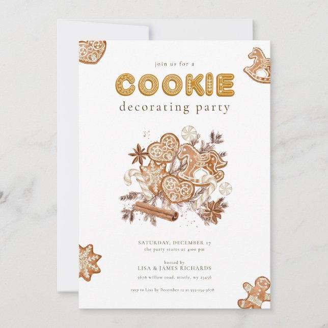 Convite de festas de decoração de cookies de Natal (Frente)