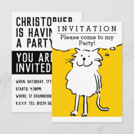 Convite de festas de Design de gato divertido
