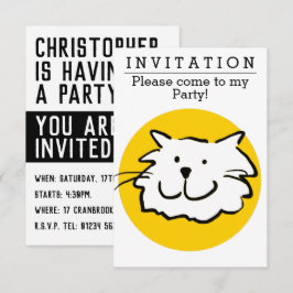 Convite de festas de Design de gato divertido