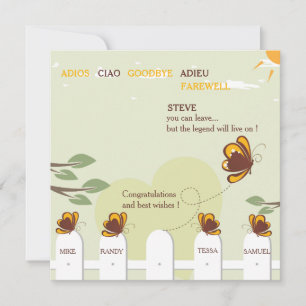 Convite de festas de Despedida de Borboletas