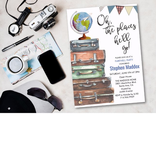 Convite de festas de Despedida Masculina da viagem (Criador carregado)