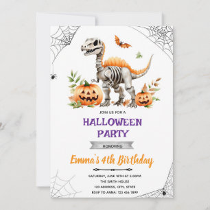 Convite de festas de dinossauro do Halloween
