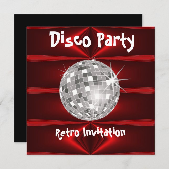 Convite de festas de Disco Retroativo (Frente/Verso)