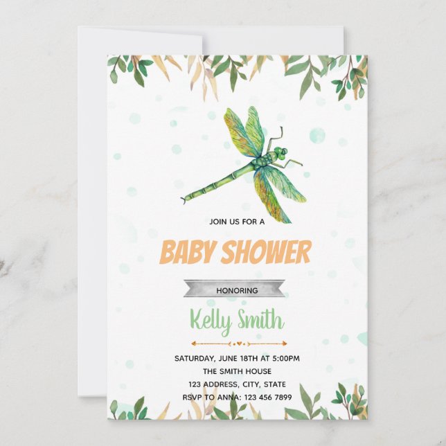 convite de festas de Dragonfly (Frente)