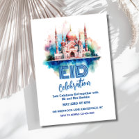 Convite de festas de Eid da Mesquita de Aquarela