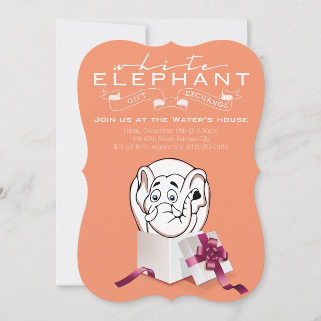 Convite de festas de Elefante Branco| Cores Person (Frente)