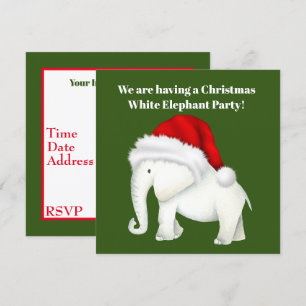 Convite de festas de elefante branco Natal Holiday
