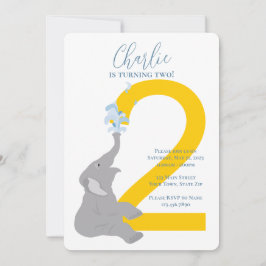 Convite de festas de Elefante de Cinza Moderna do 