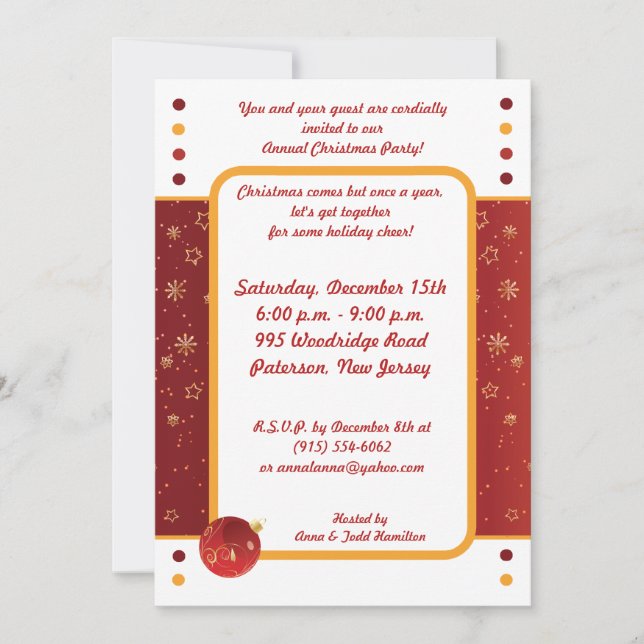convite de festas de Enfeites de natal 5x7 (Frente)