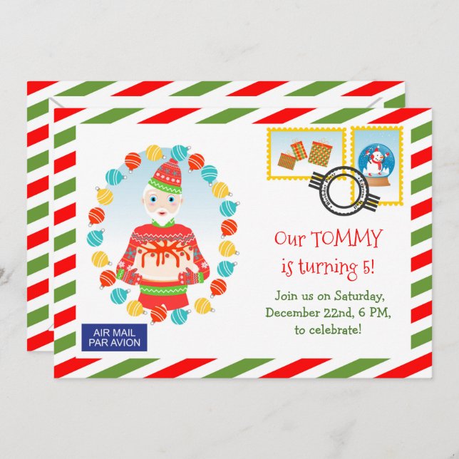 Convite de festas de entrega do bolo Express do Po (Frente/Verso)