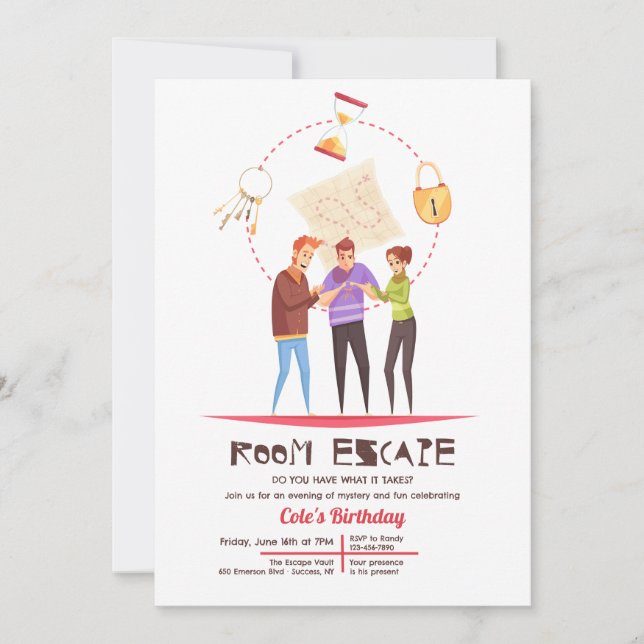 Convite de festas de escape da sala (Frente)