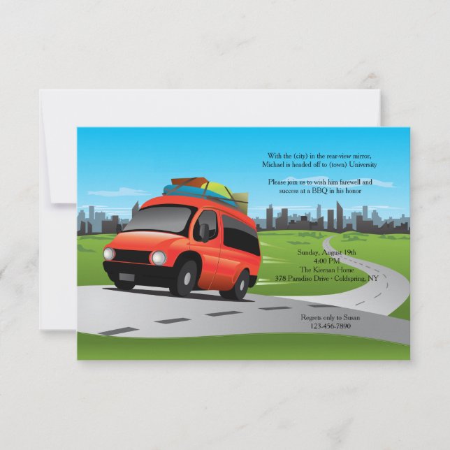 Convite de festas de estrada para faculdade (Frente)