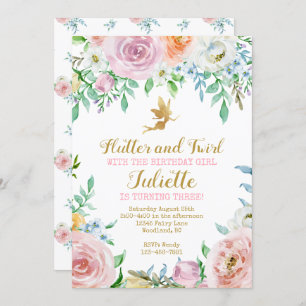 Convite de festas De Fada Floral, Convite Para Lei