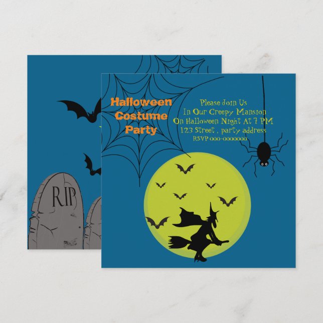 Convite de festas de fantasia de Halloween (Frente/Verso)