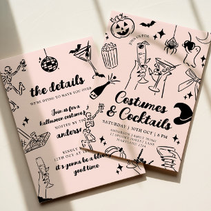 Convite de festas de fantasia de Halloween desenha