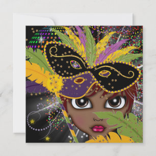 Convite de festas de fantasia de Mardi Gras por SR