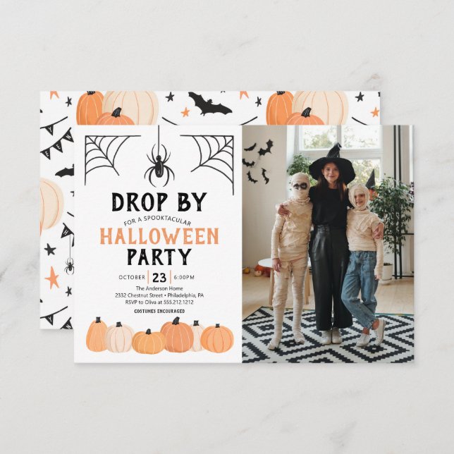 Convite de festas de Figuras de Halloween com Foto (Frente/Verso)