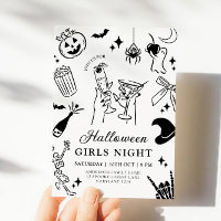 Convite de festas de Figuras de Halloween Desenhad