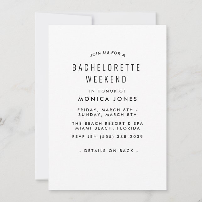 Convite de festas de Fim de Semana Bachelorette (Frente)