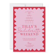 Convite de festas de Fim de Semana Rosa e Vermelho