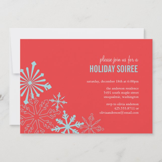 Convite de festas de flocos de neve (Frente)