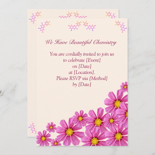Convite de festas de Flor de Química (Frente/Verso)