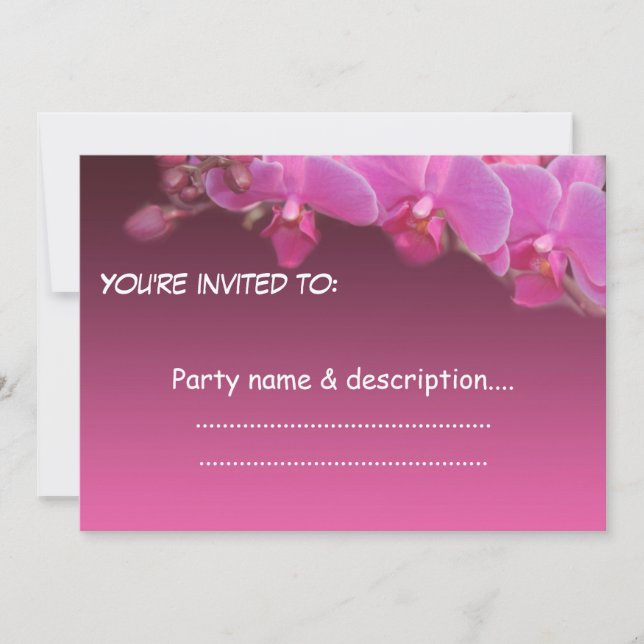 convite de festas de flores de orquídea rosa (Frente)