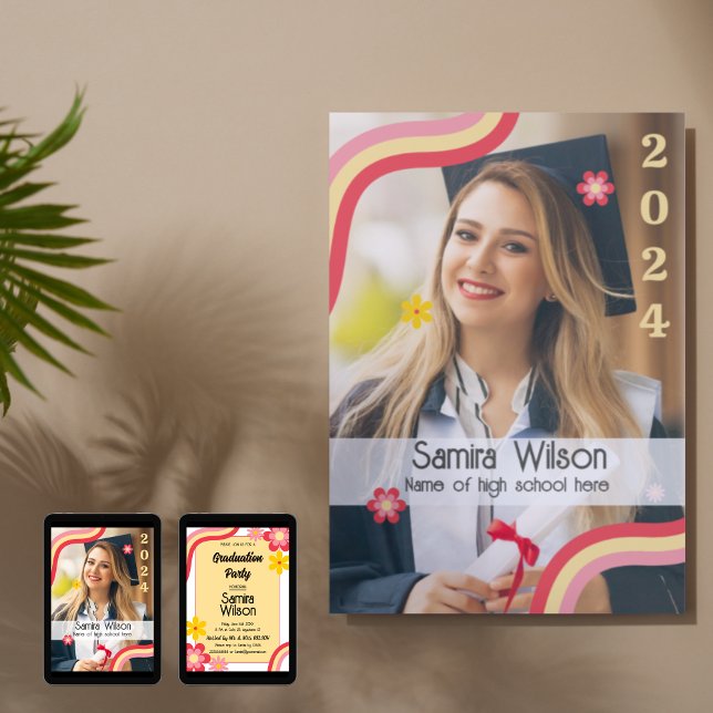 Convite de festas de Formando com Foto (Amarelo) (Graduation party,

High school graduation,

College graduation,

Retro graduation,

Graduation invit)