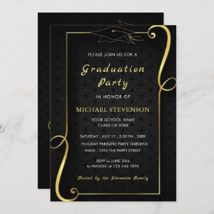 Convite de festas de Formando com quadro Dourado E