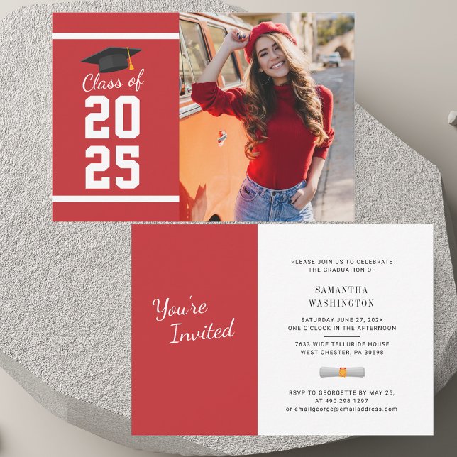 Convite de festas de Foto Elegant Graduation 2025 (2025 Graduation Photo Party Mini Invitation)