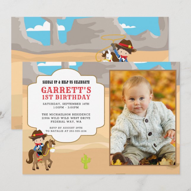 Convite de festas de Fotografia do primeiro aniver (Frente/Verso)