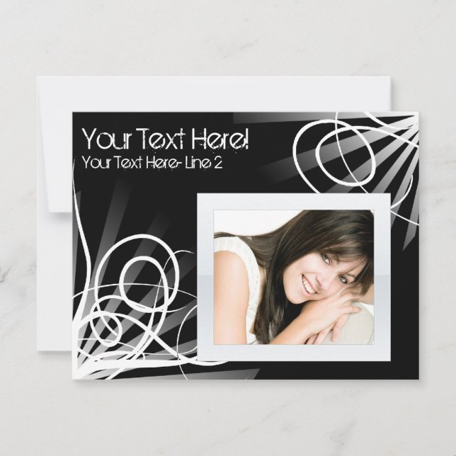 Convite de festas de Fotografias a Preto e Branco (Frente)