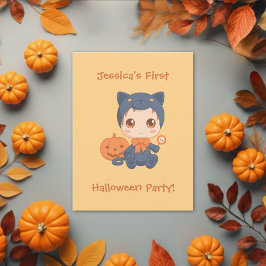 Convite de festas de Gato Preto do Primeiro Dia da