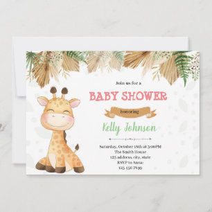 Convite de festas de girafa Boho