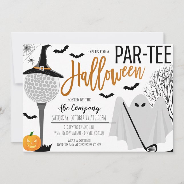 Convite de festas de Golf de Halloween (Frente)